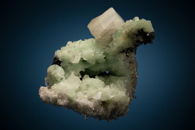 APOPHYLLITE on PREHNITE